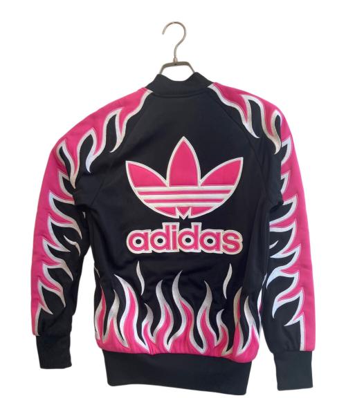adidas（アディダス）adidas (アディダス) JEREMY SCOTT (ジェレミー スコット) トラックジャケット Flames Track Top ブラック×ピンク サイズ:SIZE Mの古着・服飾アイテム
