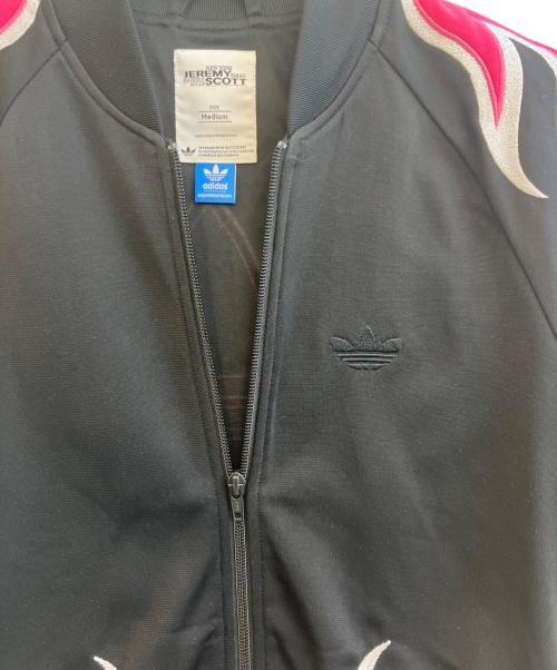 adidas（アディダス）adidas (アディダス) JEREMY SCOTT (ジェレミー スコット) トラックジャケット Flames Track Top ブラック×ピンク サイズ:SIZE Mの古着・服飾アイテム
