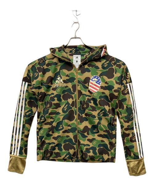adidas（アディダス）adidas (アディダス) A BATHING APE (アベイシングエイプ) ジップパーカー グリーン サイズ:SIZE Lの古着・服飾アイテム