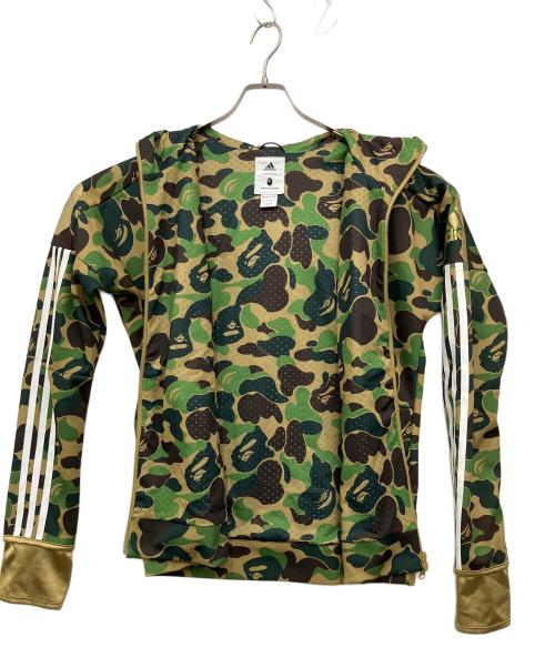 adidas（アディダス）adidas (アディダス) A BATHING APE (アベイシングエイプ) ジップパーカー グリーン サイズ:SIZE Lの古着・服飾アイテム