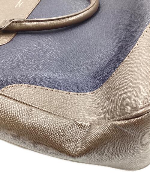 PELLE MORBIDA（ペッレモルビダ）PELLE MORBIDA (ペッレモルビダ) 2WAYブリーフケース ネイビー×ブラウンの古着・服飾アイテム