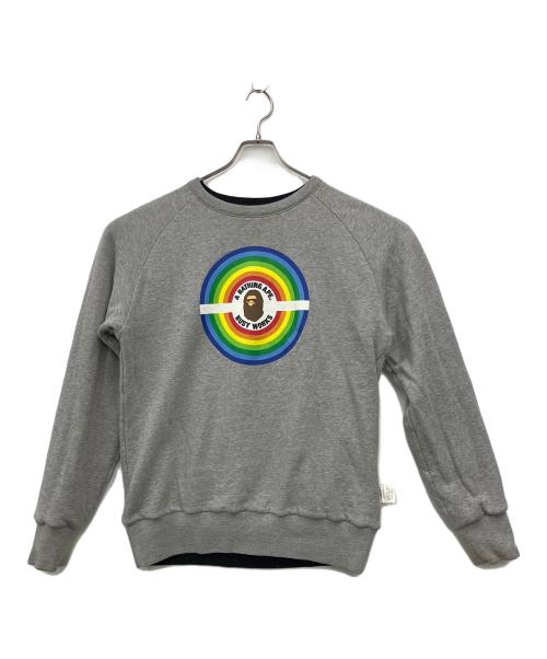 BAPE BY A BATHING APE（ベイプバイアベイシングエイプ）BAPE BY A BATHING APE (ベイプバイアベイシングエイプ) リバーシブルプリントスウェット ブラック×グレー サイズ:SIZE Mの古着・服飾アイテム