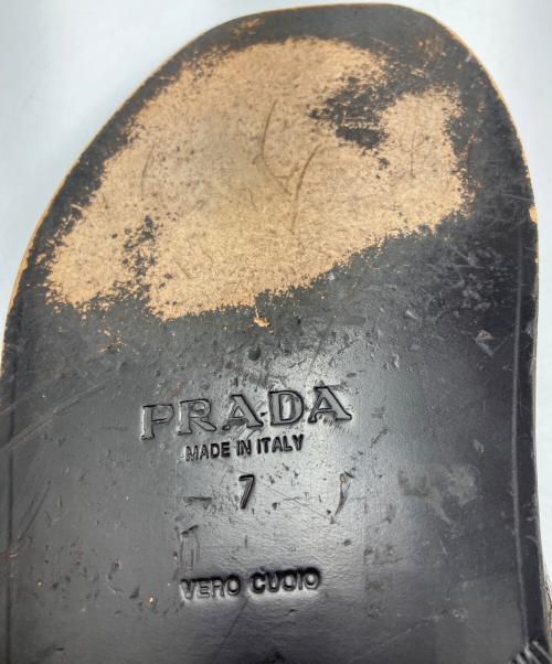 PRADA（プラダ）PRADA (プラダ) レザーサンダル ブラウン サイズ:7の古着・服飾アイテム