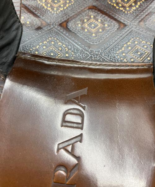 PRADA（プラダ）PRADA (プラダ) レザーサンダル ブラウン サイズ:7の古着・服飾アイテム