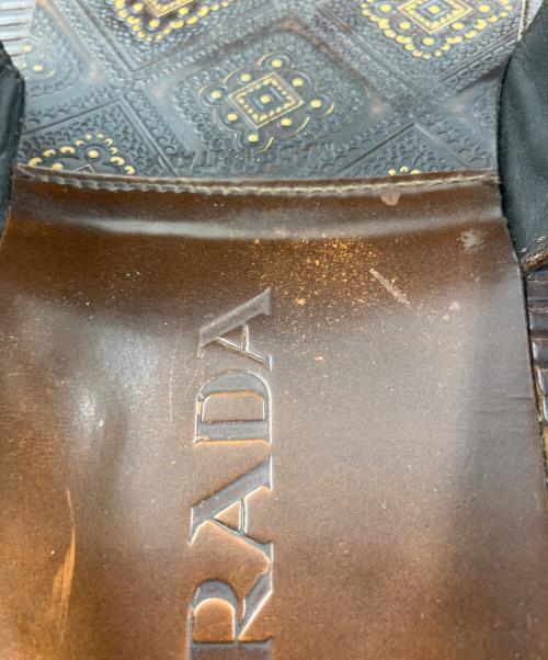 PRADA（プラダ）PRADA (プラダ) レザーサンダル ブラウン サイズ:7の古着・服飾アイテム
