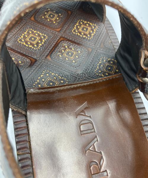 PRADA（プラダ）PRADA (プラダ) レザーサンダル ブラウン サイズ:7の古着・服飾アイテム