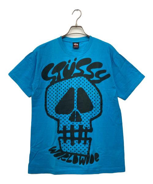 stussy（ステューシー）stussy (ステューシー) スカルプリントTシャツ スカイブルー サイズ:SIZE Mの古着・服飾アイテム