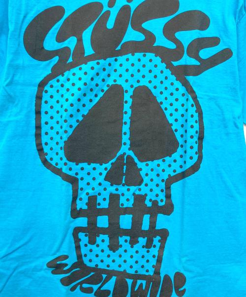 stussy（ステューシー）stussy (ステューシー) スカルプリントTシャツ スカイブルー サイズ:SIZE Mの古着・服飾アイテム