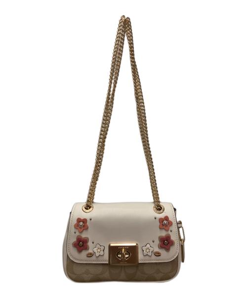 COACH（コーチ）COACH (コーチ) チェーンショルダーバッグ アイボリー×ベージュの古着・服飾アイテム