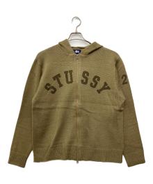 stussy（ステューシー）の古着「ダブルジップアーチロゴニットパーカー」｜ブラウン