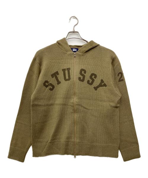 stussy（ステューシー）stussy (ステューシー) ダブルジップアーチロゴニットパーカー ブラウン サイズ:Mの古着・服飾アイテム