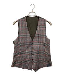 LARDINI（ラルディーニ）の古着「ガンクラブチェックウールジレ」｜グレー×レッド