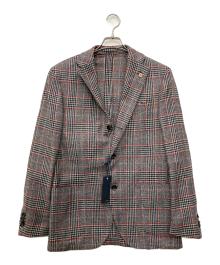 LARDINI（ラルディーニ）の古着「ガンクラブチェックテーラードジャケット」｜グレー×レッド