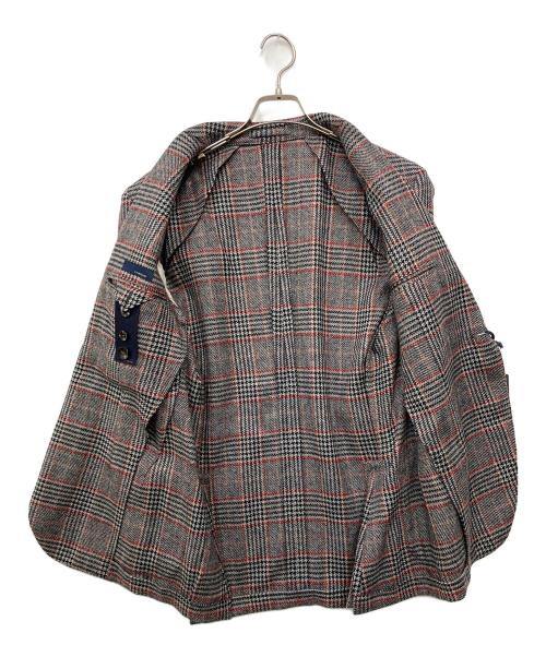 LARDINI（ラルディーニ）LARDINI (ラルディーニ) ガンクラブチェックテーラードジャケット グレー×レッド サイズ:48の古着・服飾アイテム