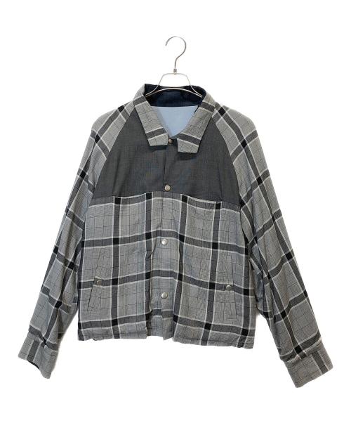 SUNSEA（サンシー）SUNSEA (サンシー) リバーシブルチェックシャツジャケット ライトブルー×グレー サイズ:Lの古着・服飾アイテム