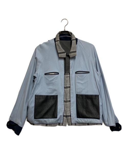 SUNSEA（サンシー）SUNSEA (サンシー) リバーシブルチェックシャツジャケット ライトブルー×グレー サイズ:Lの古着・服飾アイテム
