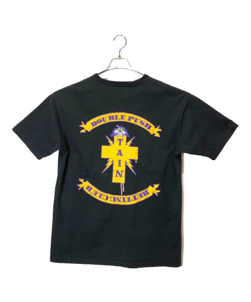 TAIN DOUBLE PUSH（タイン ダブルプッシュ）TAIN DOUBLE PUSH (タイン ダブルプッシュ) Tシャツ パープル×ブラック サイズ:Mの古着・服飾アイテム