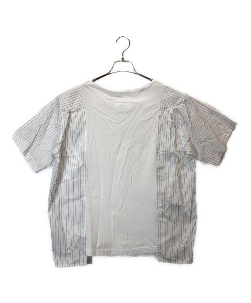 MM6 Maison Margiela（エムエムシックスメゾンマルジェラ）MM6 Maison Margiela (エムエムシックス メゾンマルジェラ) 切替VネックTシャツ ホワイト サイズ:XSの古着・服飾アイテム