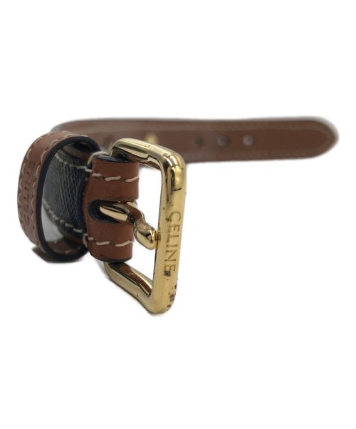 CELINE（セリーヌ）CELINE (セリーヌ) トリオンフ レザーブレスレット ブラウンの古着・服飾アイテム