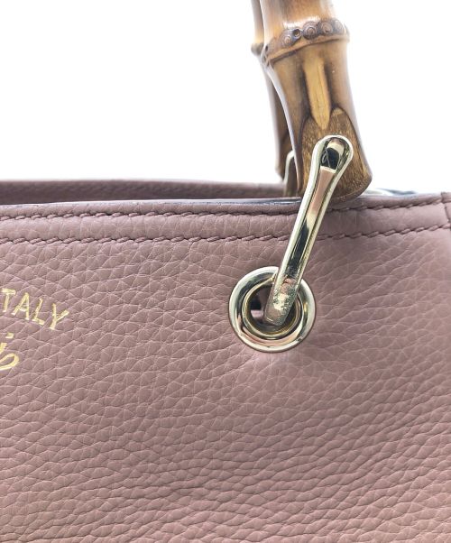 GUCCI（グッチ）GUCCI (グッチ) バンブーショッパーハンドバッグ ピンクの古着・服飾アイテム