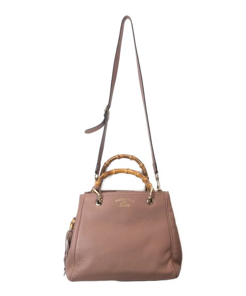 GUCCI（グッチ）GUCCI (グッチ) バンブーショッパーハンドバッグ ピンクの古着・服飾アイテム