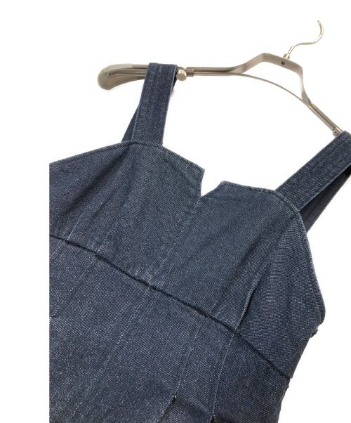 NATURAL BEAUTY BASIC（ナチュラルビューティーベーシック）NATURAL BEAUTY BASIC (ナチュラルビューティーベーシック) キーネックデニムドレス インディゴ サイズ:Sの古着・服飾アイテム