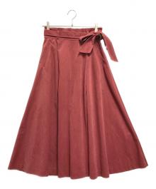 BLUE LABEL CRESTBRIDGE（ブルーレーベルクレストブリッジ）の古着「トリコットコールスカート」｜ワインレッド