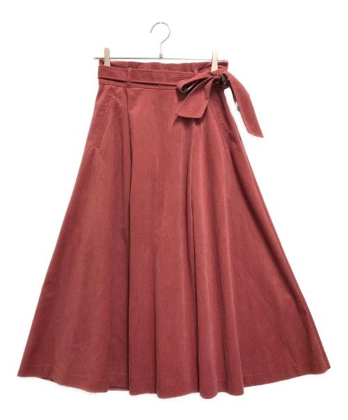 BLUE LABEL CRESTBRIDGE（ブルーレーベルクレストブリッジ）BLUE LABEL CRESTBRIDGE (ブルーレーベルクレストブリッジ) トリコットコールスカート ワインレッド サイズ:38の古着・服飾アイテム