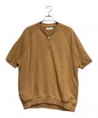 Graphpaperグラフペーパー）の古着「ハーフジップ半袖スウェット」｜ベージュ×イエロー