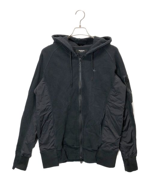 1piu1uguale3（ウノピュウノウグァーレトレ）1piu1uguale3 (ウノ ピゥ ウノ ウグァーレ トレ) 切替ジップパーカー ブラック サイズ:XLの古着・服飾アイテム