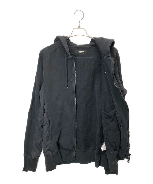 1piu1uguale3（ウノピュウノウグァーレトレ）1piu1uguale3 (ウノ ピゥ ウノ ウグァーレ トレ) 切替ジップパーカー ブラック サイズ:XLの古着・服飾アイテム