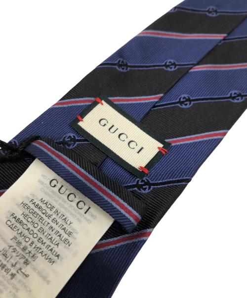 GUCCI（グッチ）GUCCI (グッチ) ネクタイ レッド×ブラック×ネイビー サイズ:148×8cm 未使用品の古着・服飾アイテム