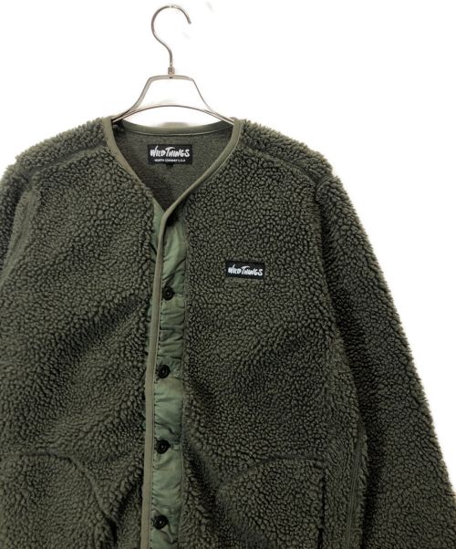 WILD THINGS（ワイルドシングス）WILD THINGS (ワイルドシングス) ボアノーカラーロングジャケット オリーブ サイズ:Sの古着・服飾アイテム