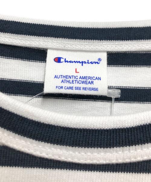 Champion（チャンピオン）Champion (チャンピオン) ロングスリーブTシャツ ブラック×ホワイト サイズ:Ｌの古着・服飾アイテム