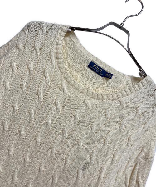 POLO RALPH LAUREN（ポロ・ラルフローレン）POLO RALPH LAUREN (ポロ・ラルフローレン) コットンケーブルセーター アイボリー サイズ:XXLの古着・服飾アイテム