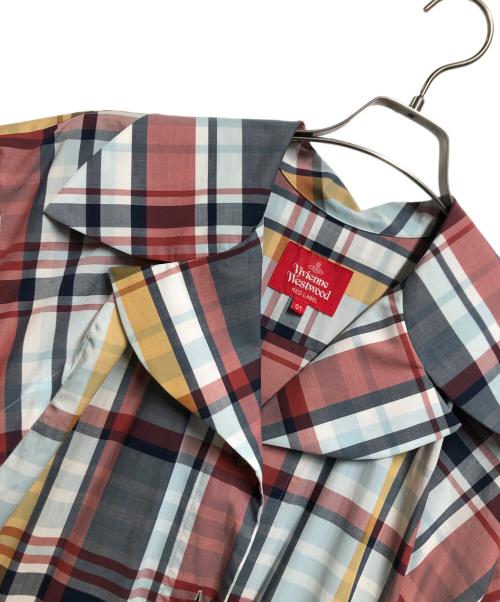 Vivienne Westwood RED LABEL（ヴィヴィアンウエストウッドレッドレーベル）Vivienne Westwood RED LABEL (ヴィヴィアンウエストウッドレッドレーベル) チェックシャツワンピース スカイブルー×レッド サイズ:SIZE01の古着・服飾アイテム