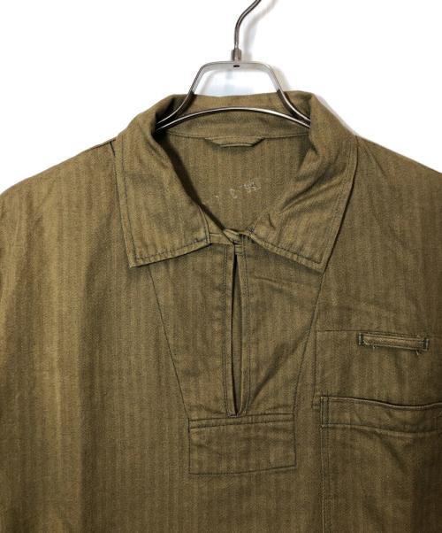 Czech army（チェコアーミー）Czech army (チェコアーミー) ヘリンボーンプルオーバーシャツ ブラウン サイズ:SIZE 不明の古着・服飾アイテム