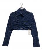 MAISON SPECIALメゾンスペシャル）の古着「ベロアレースシャツ」｜ネイビー