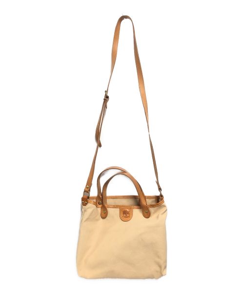IL BISONTE（イル ビゾンテ）IL BISONTE (イル ビゾンテ) 2WAYトートバッグ アイボリー×ブラウンの古着・服飾アイテム