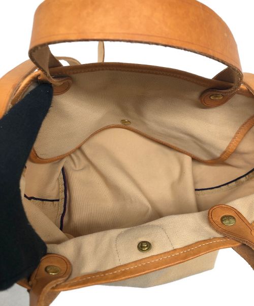 IL BISONTE（イル ビゾンテ）IL BISONTE (イル ビゾンテ) 2WAYトートバッグ アイボリー×ブラウンの古着・服飾アイテム