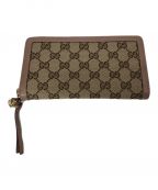 GUCCIグッチ）の古着「ラウンドファスナー財布」｜ベージュ×ピンク
