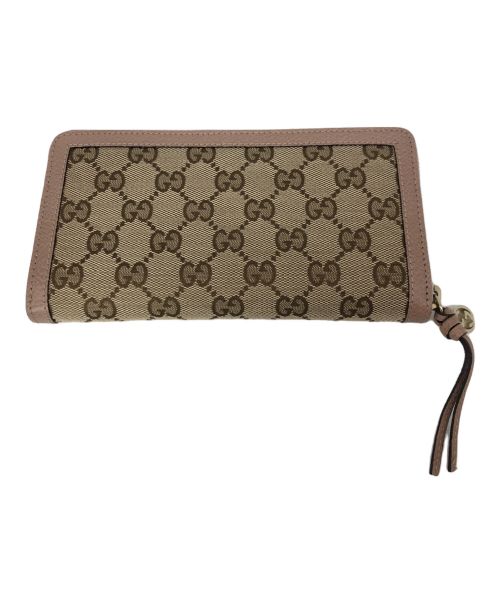 GUCCI（グッチ）GUCCI (グッチ) ラウンドファスナー財布 ベージュ×ピンクの古着・服飾アイテム