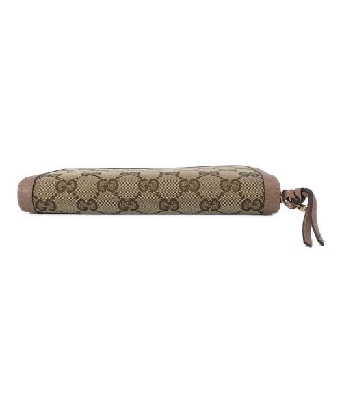 GUCCI（グッチ）GUCCI (グッチ) ラウンドファスナー財布 ベージュ×ピンクの古着・服飾アイテム