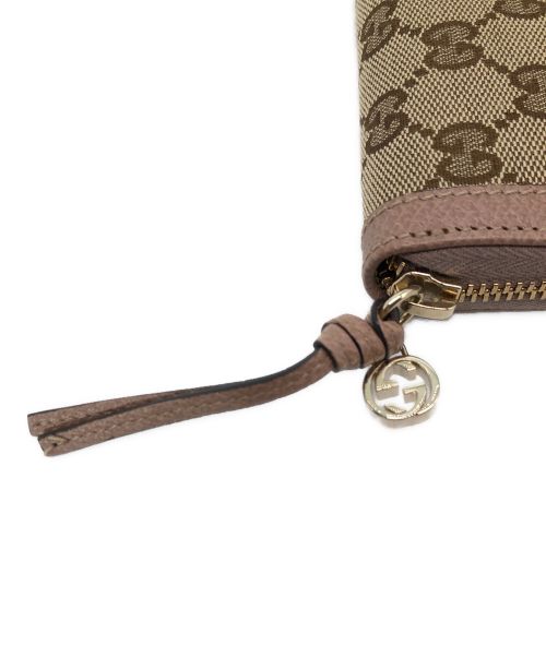 GUCCI（グッチ）GUCCI (グッチ) ラウンドファスナー財布 ベージュ×ピンクの古着・服飾アイテム