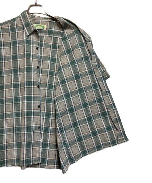 Kidur（キドゥー）KIDUR (キドゥー) 半袖チェックシャツ ベージュ×グリーン サイズ:4の古着・服飾アイテム