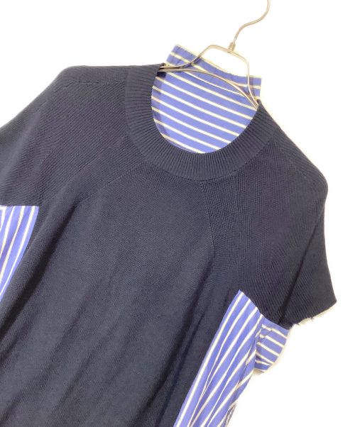 sacai（サカイ）sacai (サカイ) Classic Cotton Knit Dress（クラシックコットンニットドレス） ネイビー×ホワイト×ブルー サイズ:1の古着・服飾アイテム