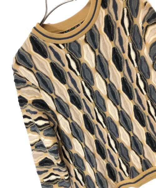 Coogi（クージー）Coogi (クージー) 3Dニット ブラック×ブラウン サイズ:Lの古着・服飾アイテム