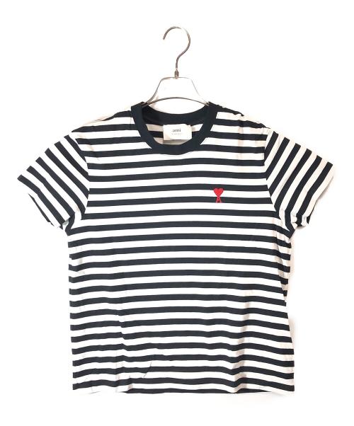 AMI Alexandre Mattiussi（アミアレクサンドルマテュッシ）AMI Alexandre Mattiussi (アミアレクサンドルマテュッシ) クルーネック半袖Tシャツ ホワイト×ブラック サイズ:Sの古着・服飾アイテム