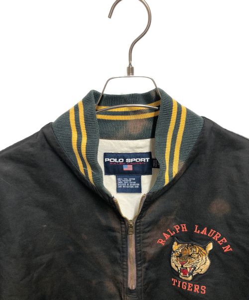 POLO SPORT（ポロスポーツ）POLO SPORT (ポロスポーツ) ハーフジップ半袖スタジャン ブラック サイズ:Lの古着・服飾アイテム