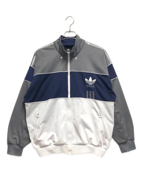 adidas（アディダス）adidas (アディダス) トラックジャケット グレー×ネイビー サイズ:US Mの古着・服飾アイテム